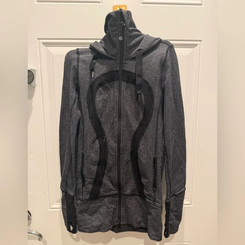 Lululemon Athletica Womens Stride Heather Herringbone Hooded Jacket Black Size 2